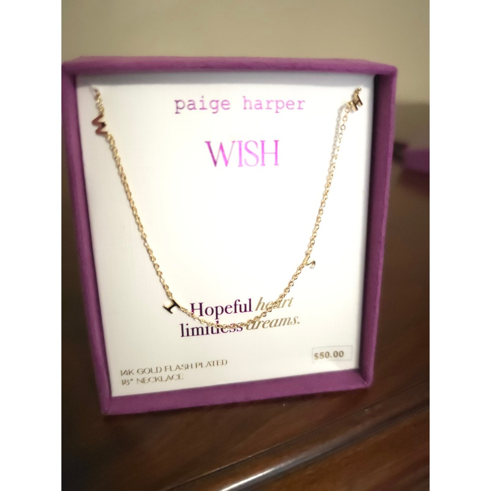 Paige Harper "Wish" Necklace 14K Gold Flash Plated 18 Inch Chain New in Box